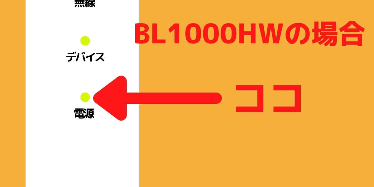 BL1000HWの電源ランプの位置はココ
